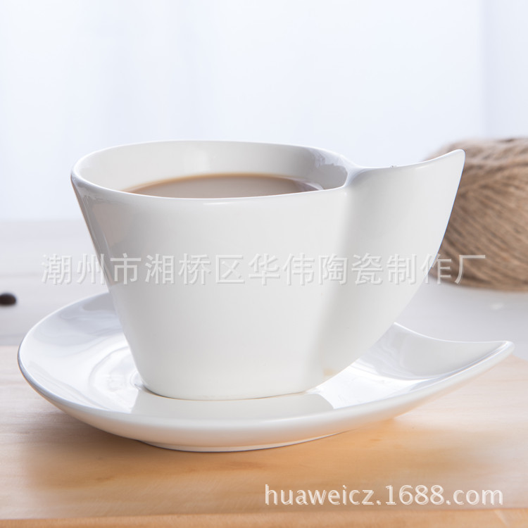 廠傢現貨批發各式陶瓷咖啡杯碟純白逗號杯碟套裝歐式S型咖啡杯工廠,批發,進口,代購