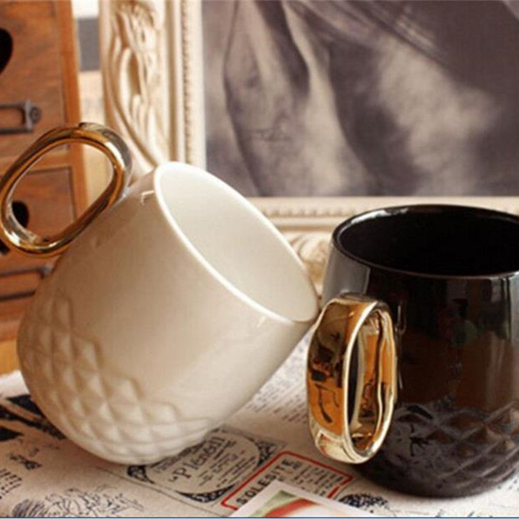 金手柄星巴克風陶瓷杯子 創意水杯時尚咖啡馬克杯情侶對杯 情侶杯批發・進口・工廠・代買・代購