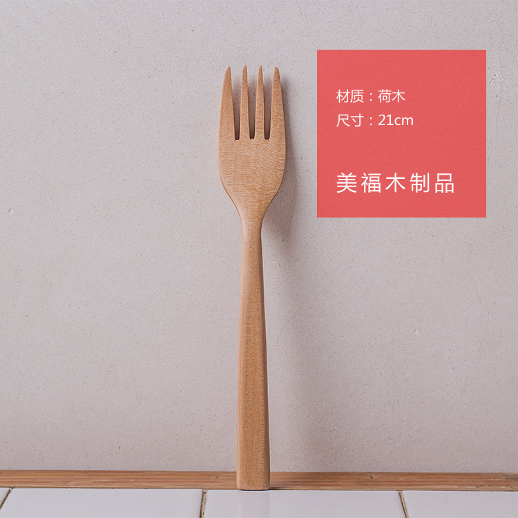 歐美創意木質叉子意麵本色實木叉長柄傢居餐具木製刀叉套裝LOGO批發・進口・工廠・代買・代購