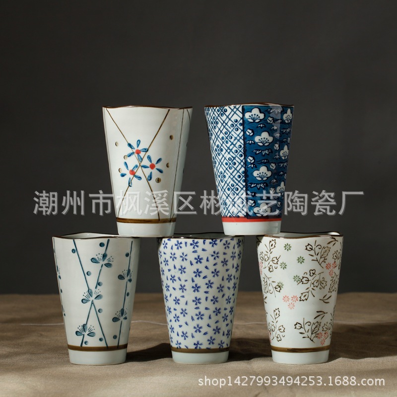日韓陶瓷和風陶瓷 釉下彩手繪陶瓷水杯 浪口杯 日式陶瓷杯 大茶杯工廠,批發,進口,代購