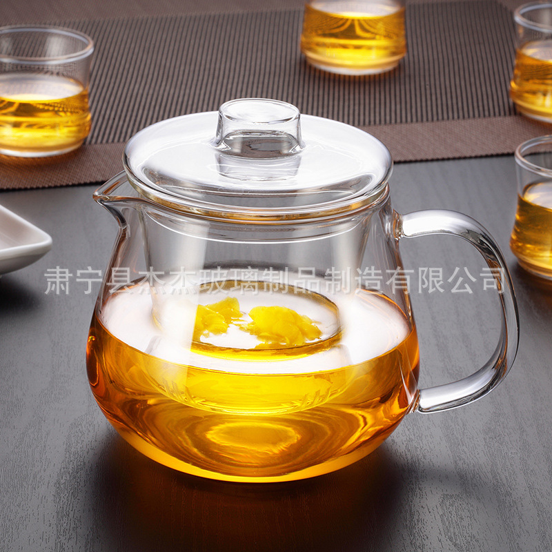 耐熱玻璃花茶壺飄帶壺三件式玻璃帶過濾泡茶壺壓把玻璃茶壺工廠,批發,進口,代購