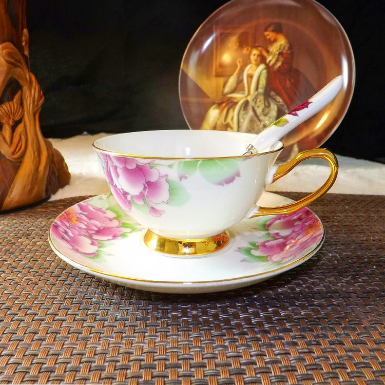 歐式骨瓷咖啡杯禮品裝組 咖啡館陶瓷杯子 高檔描金出口咖啡杯碟工廠,批發,進口,代購