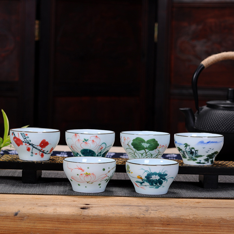 新品熱銷 手繪陶瓷茶杯品茗杯紅茶杯子功夫茶具普洱單杯特價批發工廠,批發,進口,代購