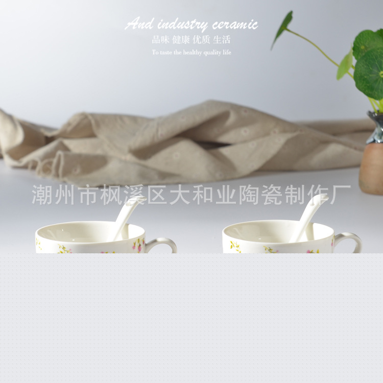 供應情絲玫瑰2杯2碟套裝 陶瓷杯碟 6件套配小勺子 花茶用具批發・進口・工廠・代買・代購