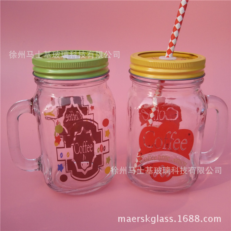 廠傢直銷外貿原單高品質450ml帶把手咖啡杯四方形玻璃咖啡杯工廠,批發,進口,代購