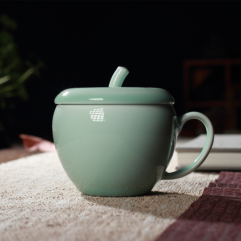 龍泉青瓷茶杯創意蘋果水杯 花茶杯果汁杯耐熱咖啡杯情侶聖誕禮物工廠,批發,進口,代購