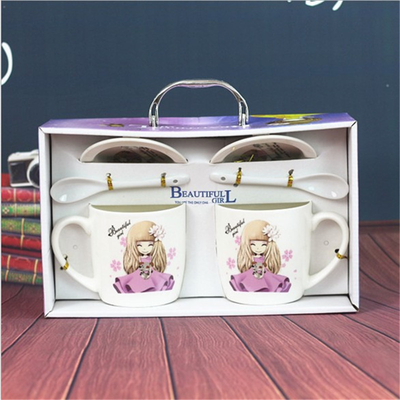 韓國小女孩 花公主 陶瓷杯創意精品禮盒裝水杯 韓版咖啡杯工藝品工廠,批發,進口,代購