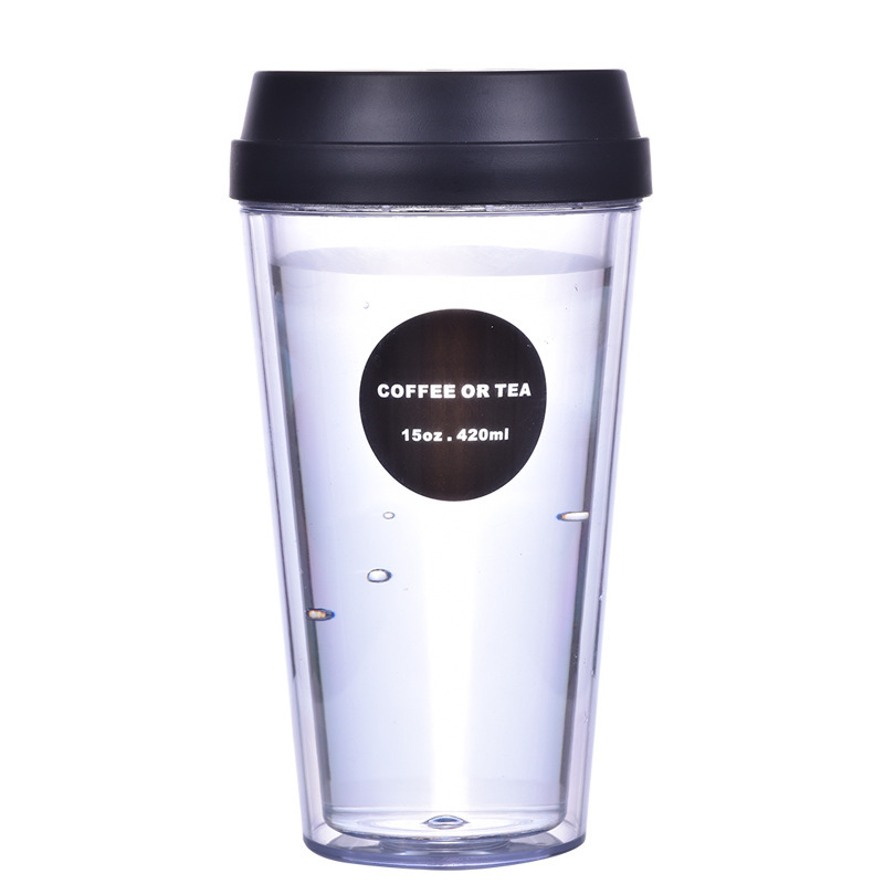 創意便攜星巴克咖啡杯雙層防漏塑料水杯學生戶外旅行隨手杯批發・進口・工廠・代買・代購