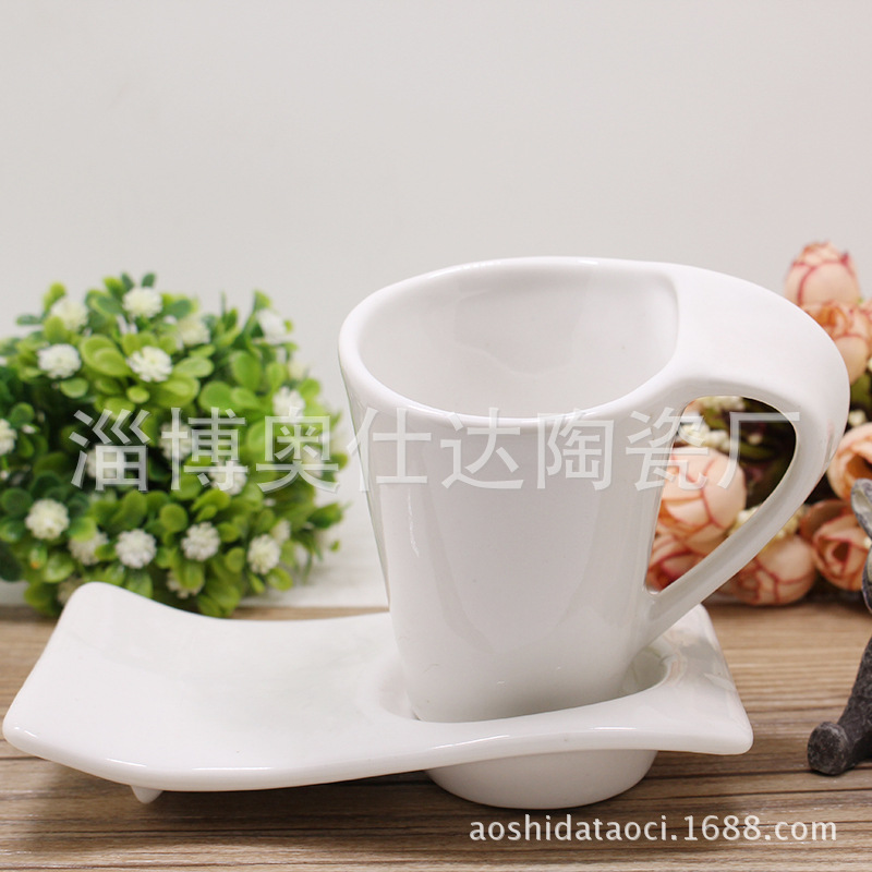 色釉陶瓷杯註漿陶瓷創意咖啡杯 歐式波浪咖啡杯碟套裝工廠,批發,進口,代購