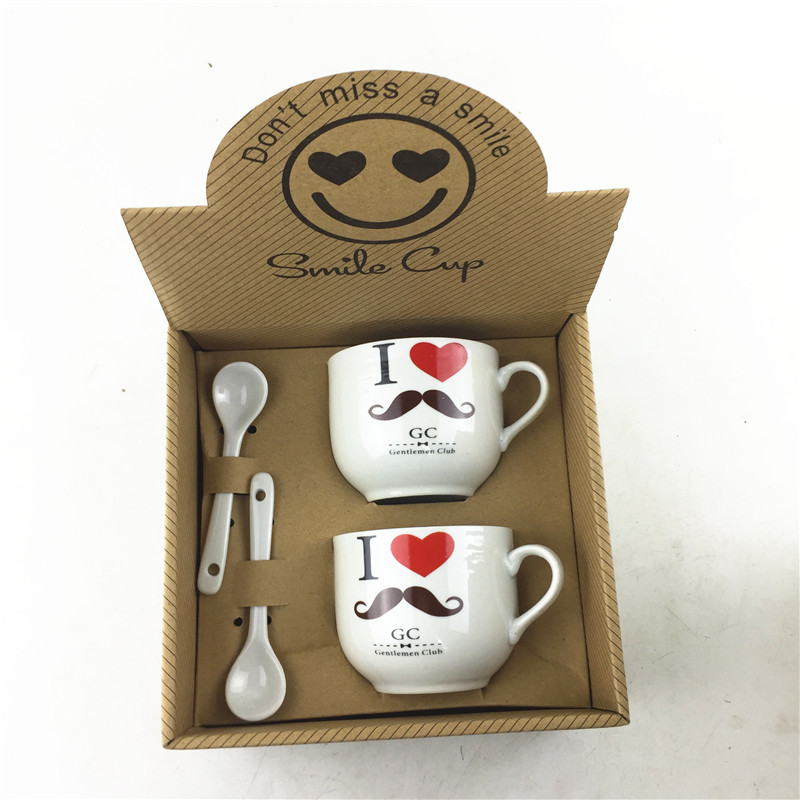 陶瓷杯 卡通杯子 禮品 定製logo 贈品 廣告促銷 咖啡表情對杯工廠,批發,進口,代購