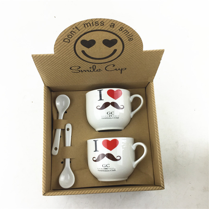 陶瓷杯 卡通杯子 禮品 定製logo 贈品 廣告促銷 咖啡表情對杯批發・進口・工廠・代買・代購