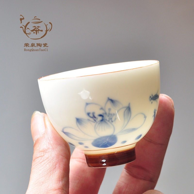 景德鎮手繪玉瓷茶杯 鐵觀音品茗杯子單杯陶瓷創意禮品功夫茶具批發・進口・工廠・代買・代購