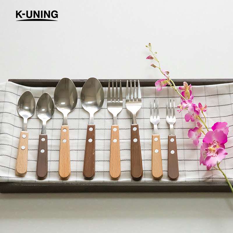 【Kitchen Unique】出口日本zakka原木柄不銹鋼餐具櫸木餐勺叉工廠,批發,進口,代購