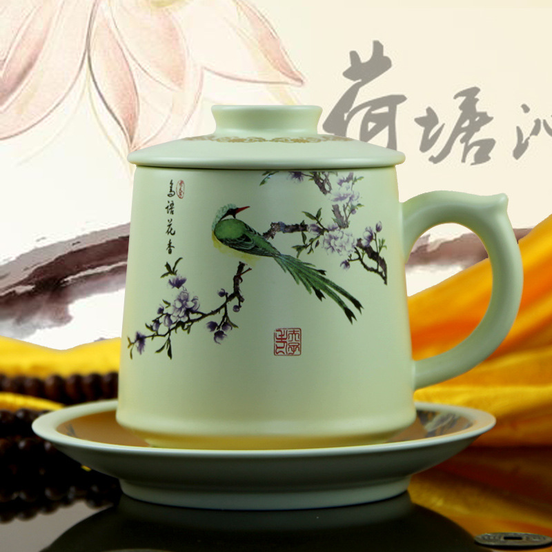 批發高檔雙層養生商務杯辦公陶瓷泡茶杯 創意廣告陶瓷杯logo定製批發・進口・工廠・代買・代購