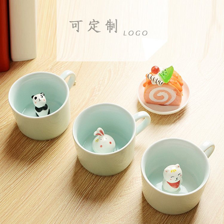 創意禮品 3D萌寵立體動物陶瓷杯 卡通圖案可愛馬克杯 可定製logo批發・進口・工廠・代買・代購