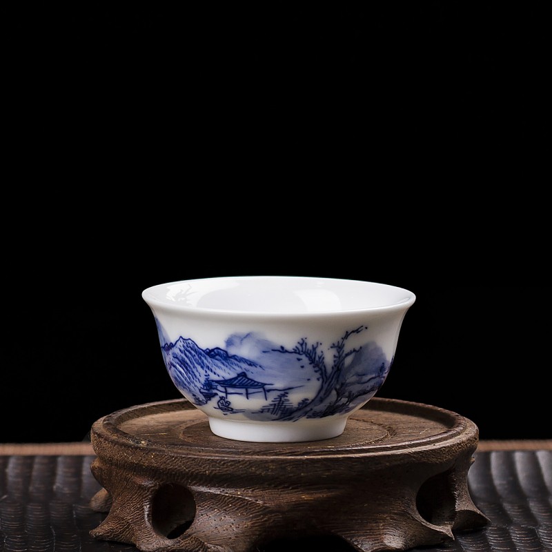 現貨 阿裡好貨源 景德鎮手繪青花山水品茗杯40-45cm 茶具定製批發・進口・工廠・代買・代購