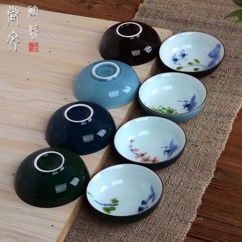 手繪茶杯 陶瓷杯子 手工品茗杯功夫茶具個人杯廠傢批發可定製Logo批發・進口・工廠・代買・代購