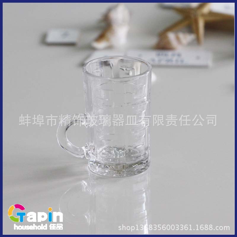 蚌埠精飾工廠供應玻璃把杯   直身創意小把杯 高檔禮品專用批發・進口・工廠・代買・代購