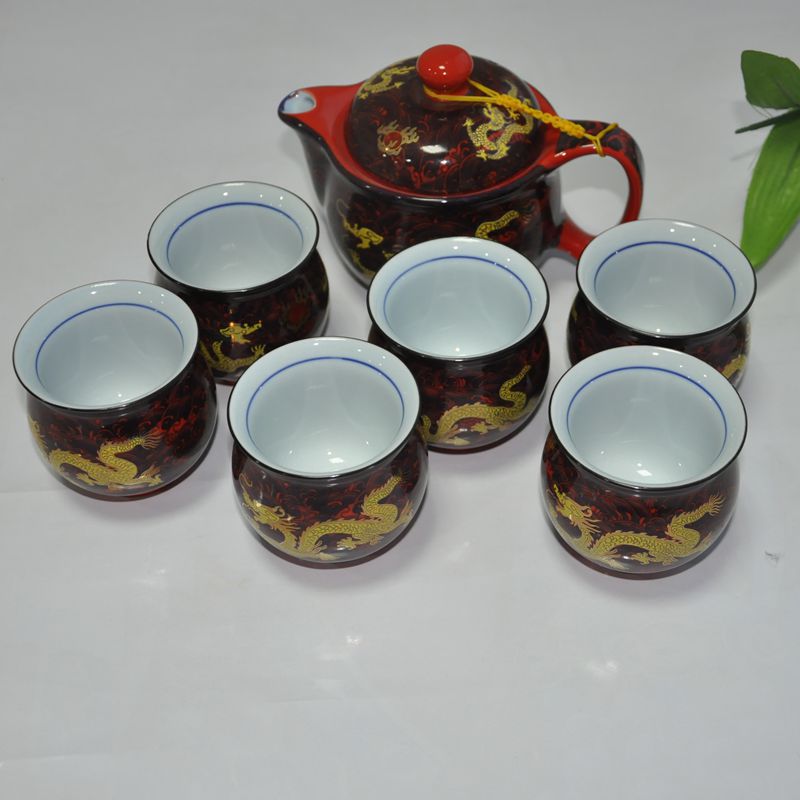陶瓷功夫茶具茶壺茶杯 金龍雙層茶具宜興紫砂 整套茶具 特價包郵工廠,批發,進口,代購