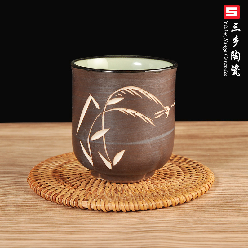日本進口手陶瓷餐具手工工刻繪芒草茶杯日式和風工廠,批發,進口,代購