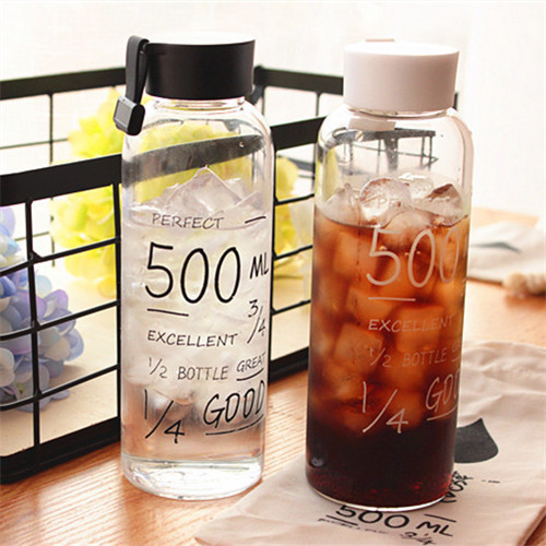韓國隨手玻璃杯子女 學生創意耐熱水瓶磨砂便攜情侶有蓋透明水杯批發・進口・工廠・代買・代購