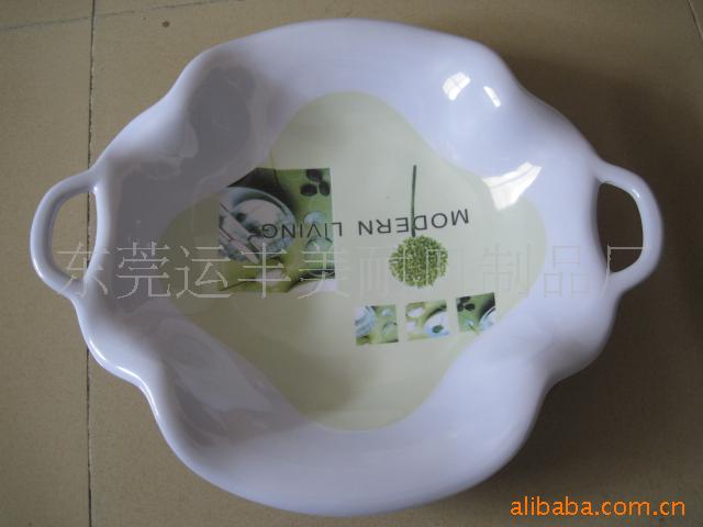 廠傢直銷美耐皿仿瓷餐具密胺素色貼花酒店傢用精美15.8寸雙耳湯鍋批發・進口・工廠・代買・代購