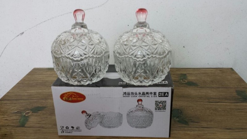水晶2件套糖果乾果容器玻璃容器廣告促銷禮品保險銀行贈品批發・進口・工廠・代買・代購