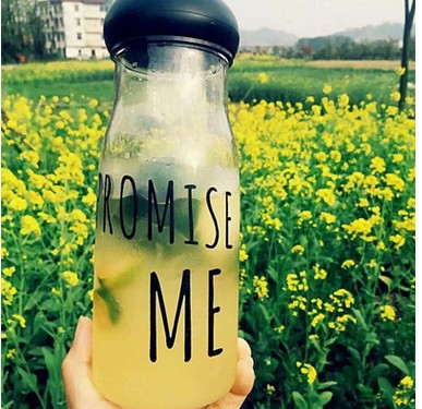 韓國爆款玻璃promise me水果杯塑料促銷 時尚玻璃果汁杯隨行杯批發・進口・工廠・代買・代購