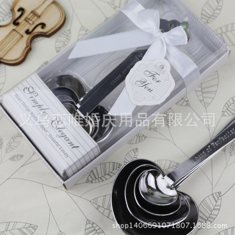 情侶心形量勺4件套白色裝 創意廚房不銹鋼餐具 結婚用品 婚禮回禮批發・進口・工廠・代買・代購
