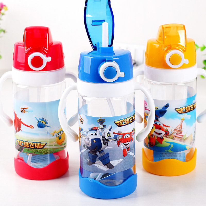 超級飛俠兒童水杯 帶吸管手柄塑料便攜防漏戶外水壺 學生旅行杯子批發・進口・工廠・代買・代購