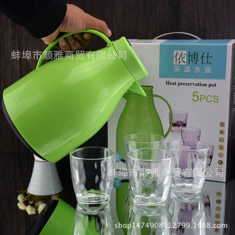 批發玻璃保溫壺 熱水壺冰晶杯套裝 咖啡壺五件套 冬季創意禮品批發・進口・工廠・代買・代購