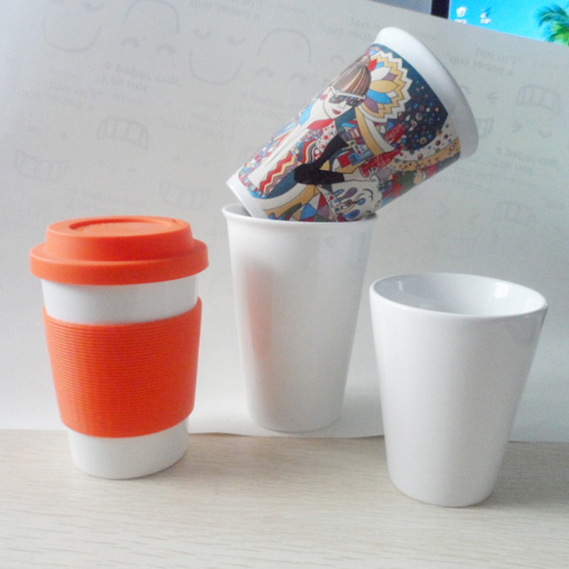 直銷樂扣陶瓷杯 防燙矽膠套杯陶瓷杯 創意廣告帶蓋樂扣陶瓷杯批發・進口・工廠・代買・代購