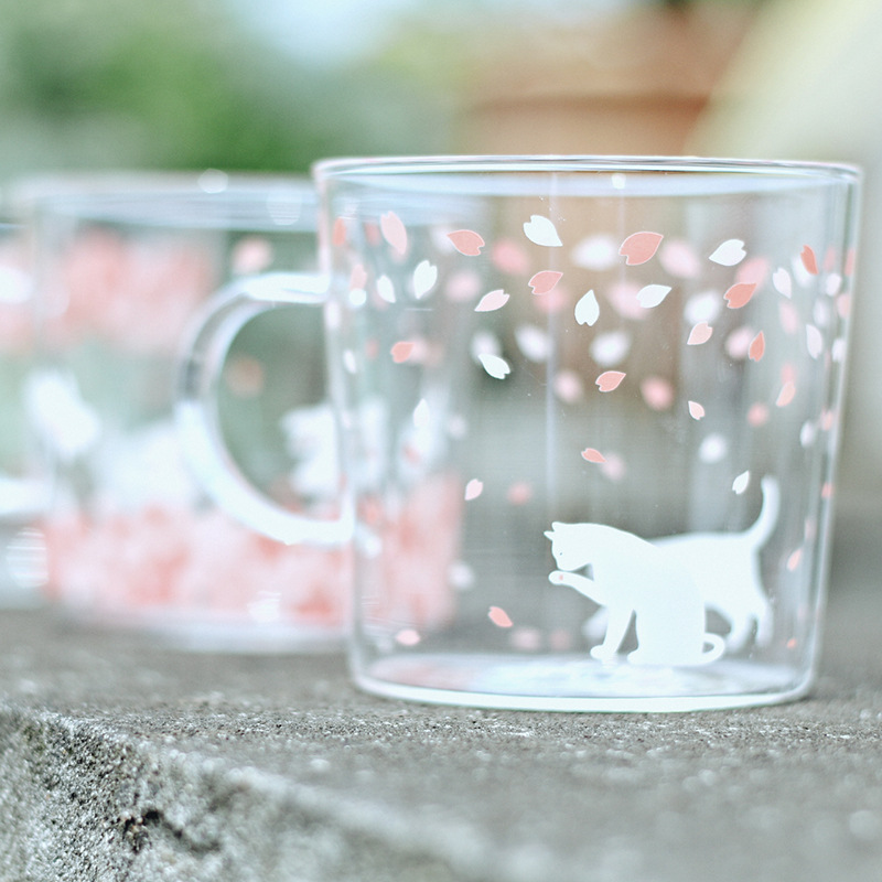 原創聯盟Xtuuli 日式和風櫻花玻璃杯 創意清新透明水杯牛奶杯子批發・進口・工廠・代買・代購