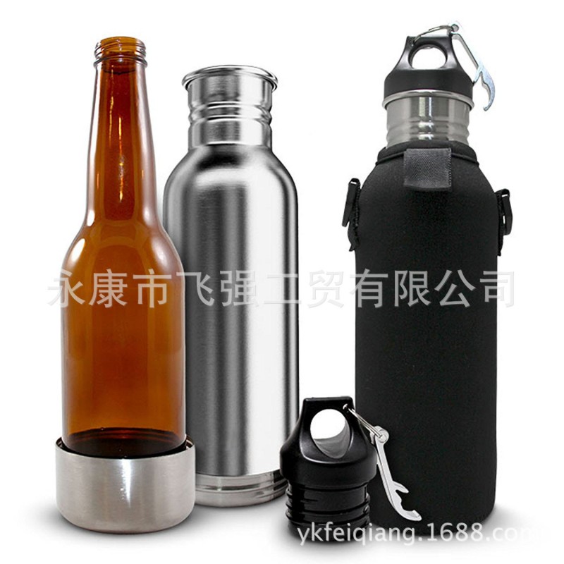 廠傢熱銷大量出口304不銹鋼保溫保冷啤酒瓶套 雙截杯 帶開瓶器工廠,批發,進口,代購