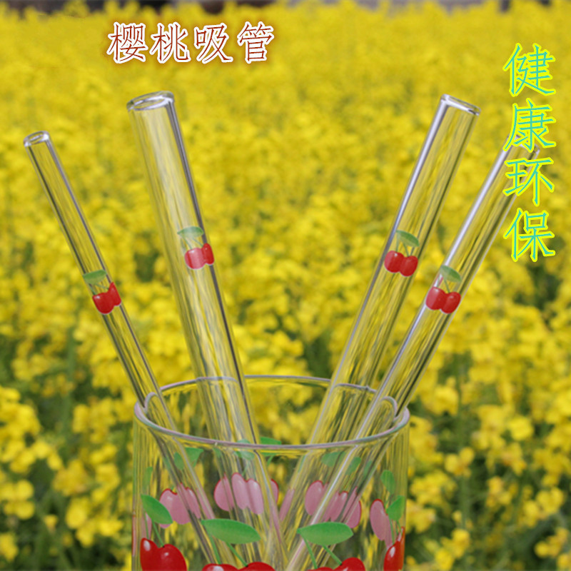 廠傢特價櫻桃玻璃吸管奶茶果汁飲料健康環保透明吸管循環使用吸管工廠,批發,進口,代購