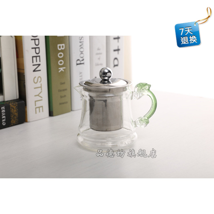新款產品 透明耐熱玻璃鋼漏茶壺耐熱琉璃把玻璃泡茶壺兩用茶壺工廠,批發,進口,代購