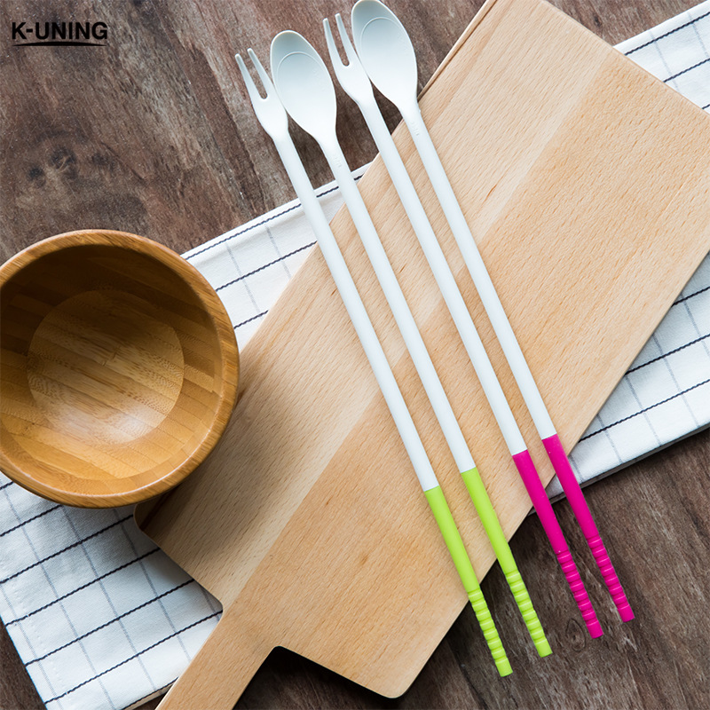 【Kitchen Unique】多功能帶叉勺筷子日本進口矽膠筷子料理餐具工廠,批發,進口,代購