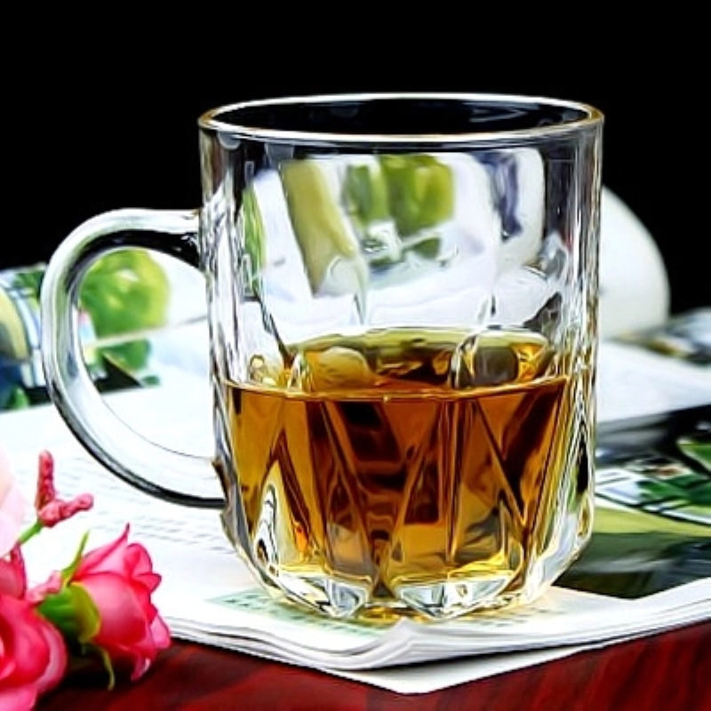 鉆石玻璃杯冰凌手柄圓形玻璃水杯 創意透明水晶傢用茶杯子批發批發・進口・工廠・代買・代購