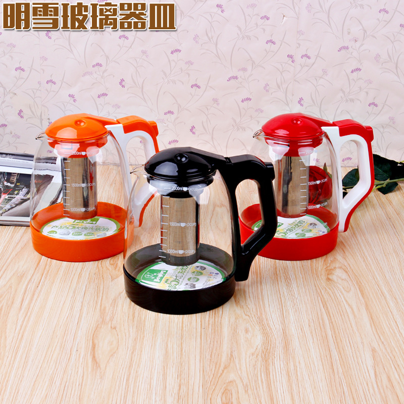 批發耐熱透明玻璃茶壺 2000ML帶過濾功夫茶具濾茶器透明花草茶壺工廠,批發,進口,代購
