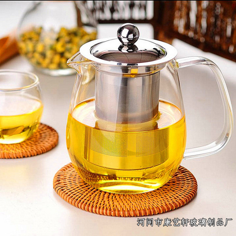 生產批發耐熱玻璃花茶壺 不銹鋼濾網過濾泡茶壺茶具鋼漏茶壺工廠,批發,進口,代購