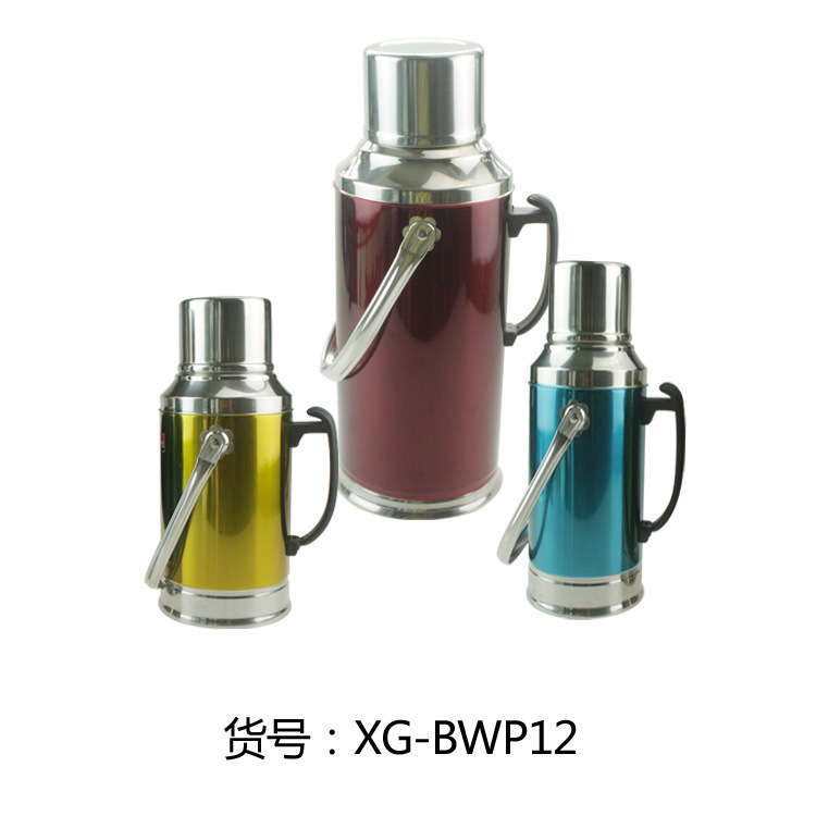 不銹鋼 帶手提彩色平蓋無縫真空熱水瓶 暖瓶批發・進口・工廠・代買・代購