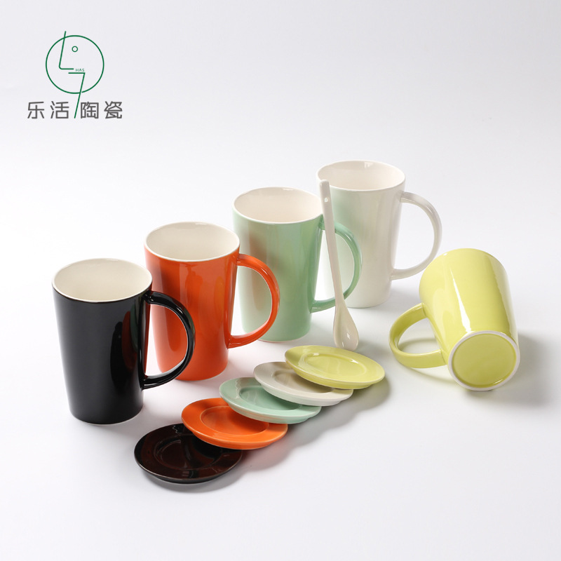 陶瓷馬克杯 V字杯 創意咖啡杯 辦公杯茶杯帶蓋帶茶隔 LOGO定製工廠,批發,進口,代購
