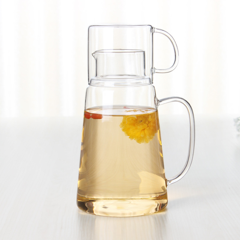 創意扣杯壺 冷水壺 透明玻璃花茶壺 杯壺套裝 耐熱涼水壺工廠,批發,進口,代購