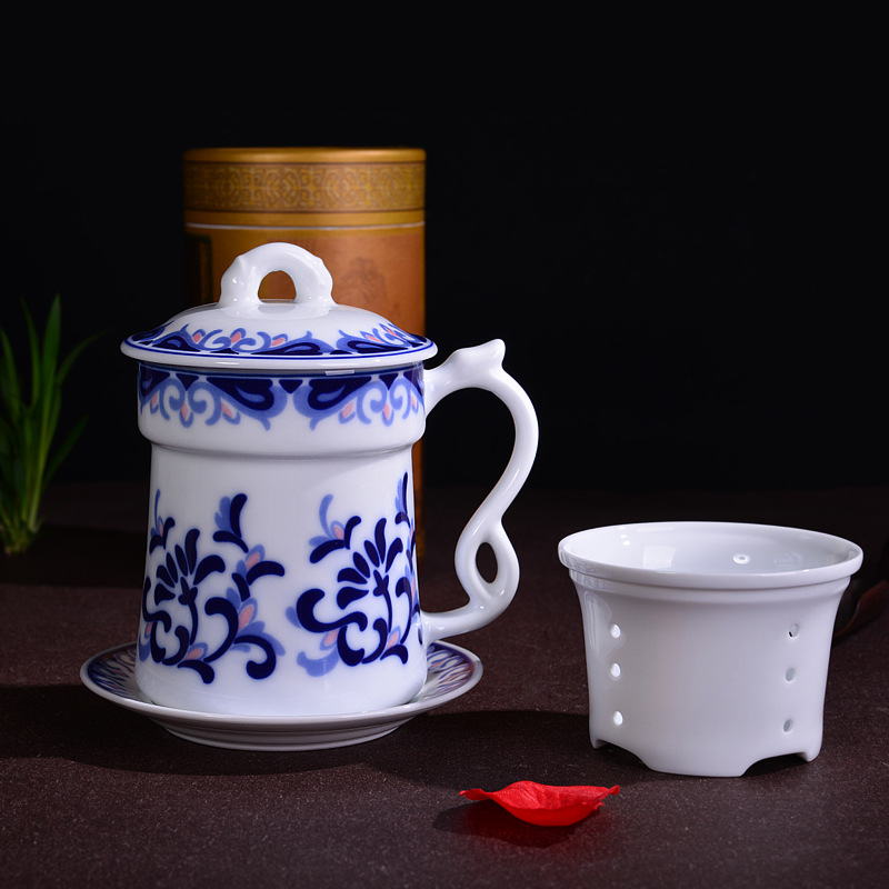 醴陵釉下五彩手繪瓷器 禪之蓮 福隆杯 帶漏杯碟 個人茶杯工廠,批發,進口,代購