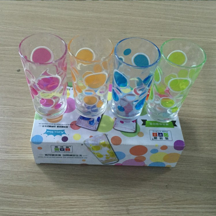 促銷禮品杯定製 彩色玻璃杯套裝透明 洛克把杯四件套 馬克杯批發工廠,批發,進口,代購