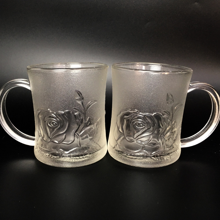 創意玫瑰玻璃玉雕對杯 新款促銷禮品對杯 實用保險公司活動禮品杯批發・進口・工廠・代買・代購
