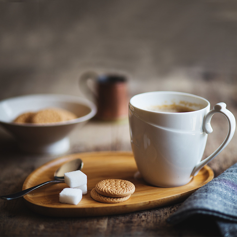 田淺棧 杯子套裝陶瓷杯子把手水杯茶杯牛奶杯早餐杯帶勺托盤批發・進口・工廠・代買・代購
