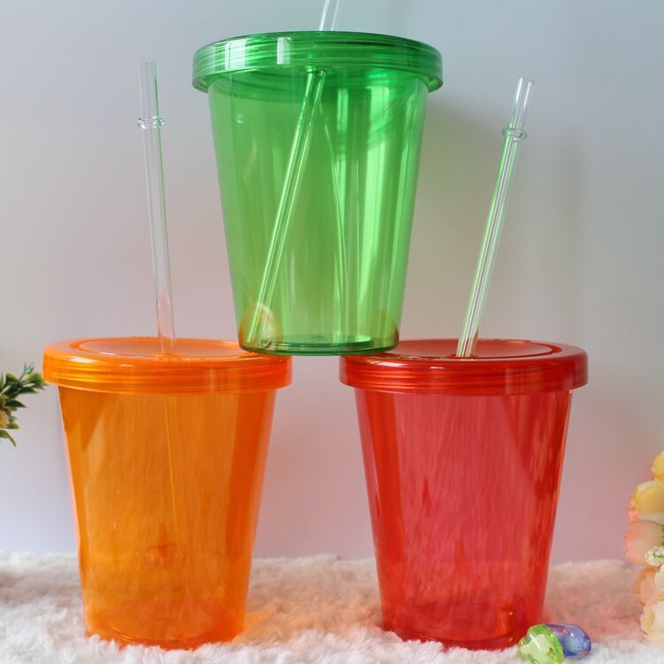 450ML單層吸管杯 塑料吸管杯 促銷禮品杯 PS吸管杯批發・進口・工廠・代買・代購