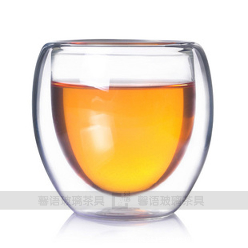 耐熱玻璃茶具 廠傢批發玻璃雙層杯 蛋形杯 雙層品茗杯 酒杯 80ml工廠,批發,進口,代購