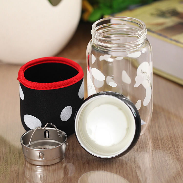 玻璃蘑菇杯 新款創意玻璃杯 帶茶漏 杯套 學生情侶茶杯 時尚水杯工廠,批發,進口,代購